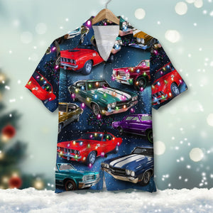 Custom Christmas Muscle Car Hawaiian Shirt, Gift For Car Lovers - Hawaiian Shirts - GoDuckee