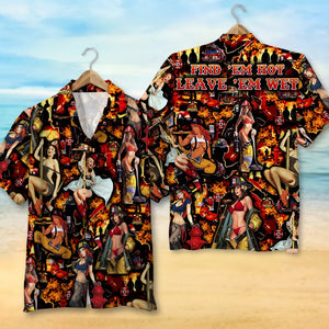 Firefighter Hawaiian Shirt, Aloha Shirt, Hot Girls Pattern, Gift For Him - Hawaiian Shirts - GoDuckee