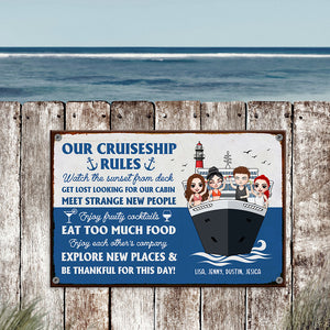 Personalized Cruising Friends Metal Sign - Our Cruiseship Rules - Metal Wall Art - GoDuckee