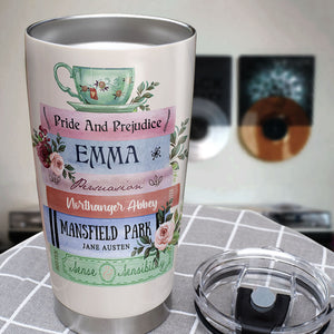 Personalized Reading Girl Tumbler Cup - Jane Austen There Is No Enjoyment Like Reading - - Tumbler Cup - GoDuckee