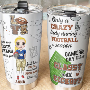 Personalized American Tumbler - Football Girl Only A Crazy Lady - Tumbler Cup - GoDuckee