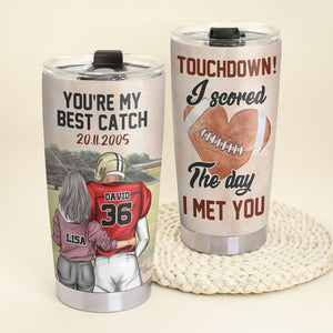 Personalized American Football Couple Tumbler Cup - You're My Best Catch - Tumbler Cup - GoDuckee