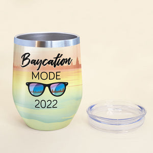 Personalized Pontoon Girl Wine Tumbler - Custom Name - Baycation Mode - Wine Tumbler - GoDuckee