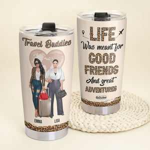 Personalized Girls Trip Tumbler - Travel Buddies - Leopard Pattern - Tumbler Cup - GoDuckee