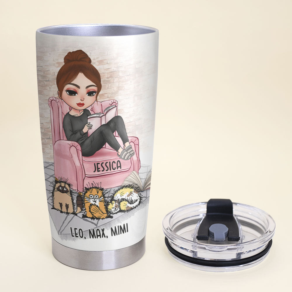 Personalized Reading Girl Water Bottle - The More I Learn About People -  GoDuckee