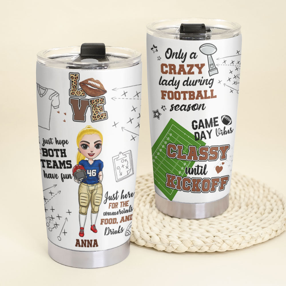 Personalized American Tumbler - Football Girl Only A Crazy Lady - Tumbler Cup - GoDuckee