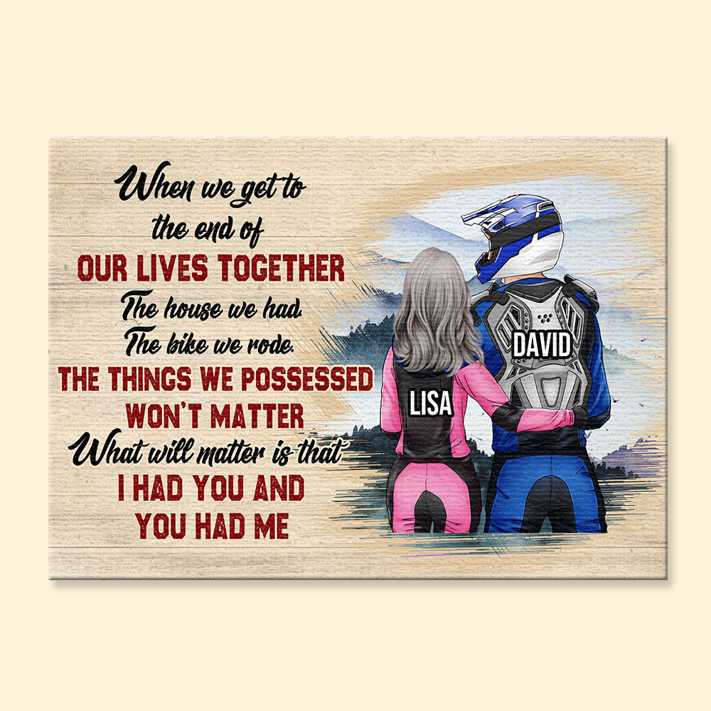 Personalized Motocross Couple Poster - What Will Matter Is That - Couple Shoulder to Shoulder - Poster & Canvas - GoDuckee
