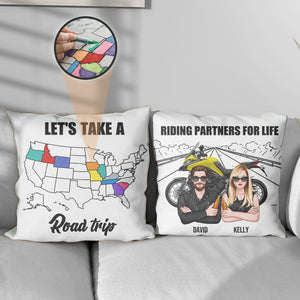 Personalized Biker Pillow - Riding Partners For Life - Pillow - GoDuckee