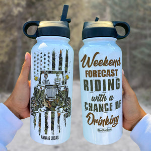 Personalized UTV Couple Water Bottle - Weekend Forecast Riding With A Chance Of Drinking - Water Bottles - GoDuckee