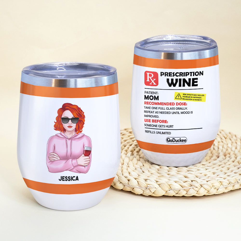 Drinking Hoodie Mom - Personalized Wine Tumbler - Prescription Wine Labels - Wine Tumbler - GoDuckee