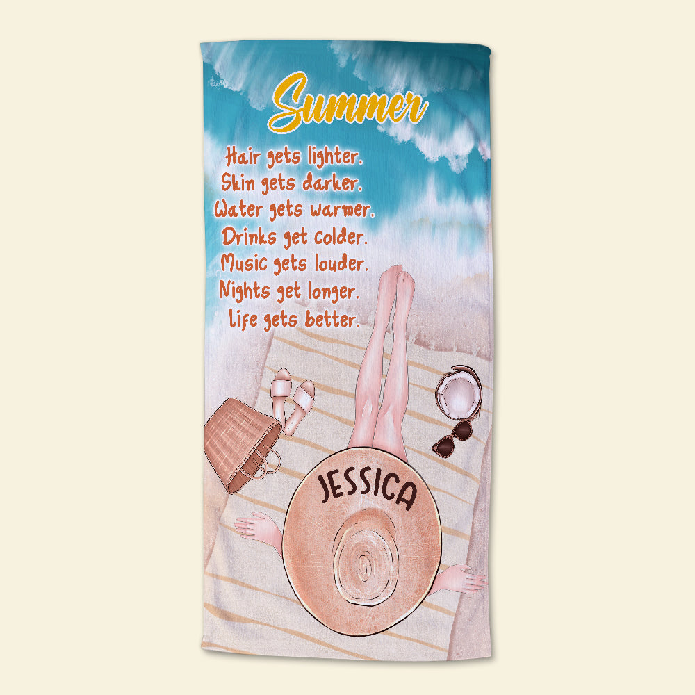 Personalized Beach Girl Beach Towel - Summer Meaning - Beach Towel - GoDuckee