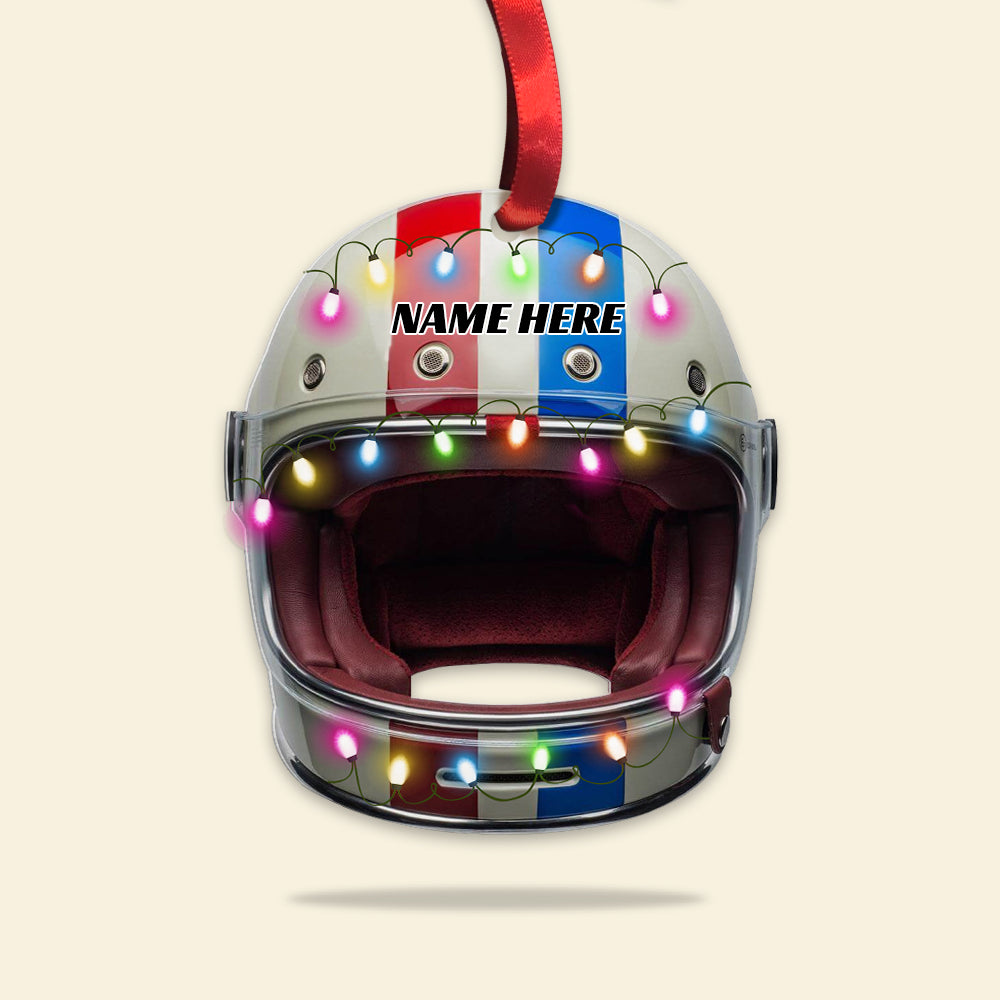 Racing Helmet With Christmas Light - Personalized Christmas Ornament - Ornament - GoDuckee