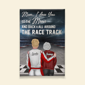 Personalized Dirt Track Racing Family Canvas Print - Mom I Love You To The Moon And Back - Gifts For Family Members - Poster & Canvas - GoDuckee