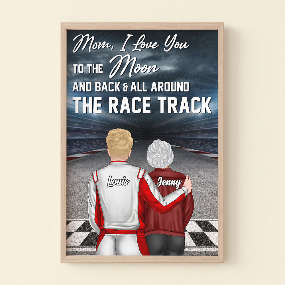 Personalized Dirt Track Racing Family Canvas Print - Mom I Love You To The Moon And Back - Gifts For Family Members - Poster & Canvas - GoDuckee