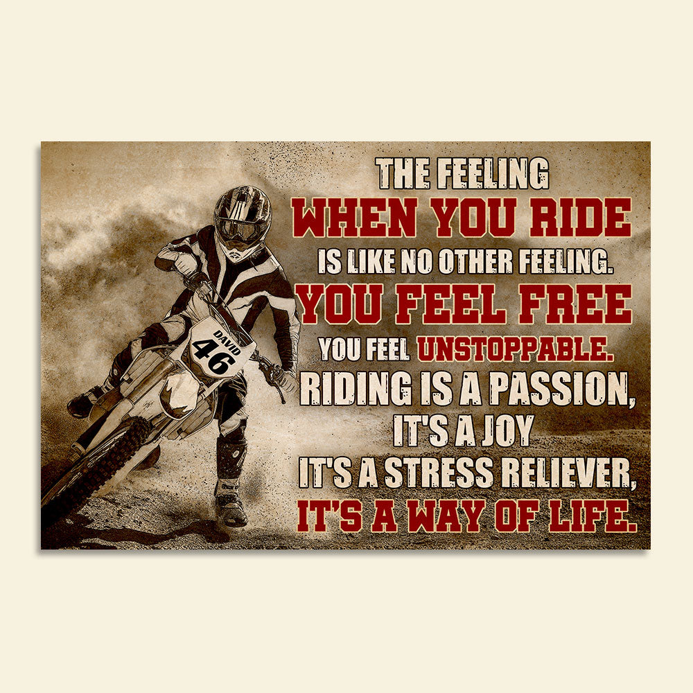 Vintage - Personalized Motocross Poster - The Feeling When You Ride - Poster & Canvas - GoDuckee