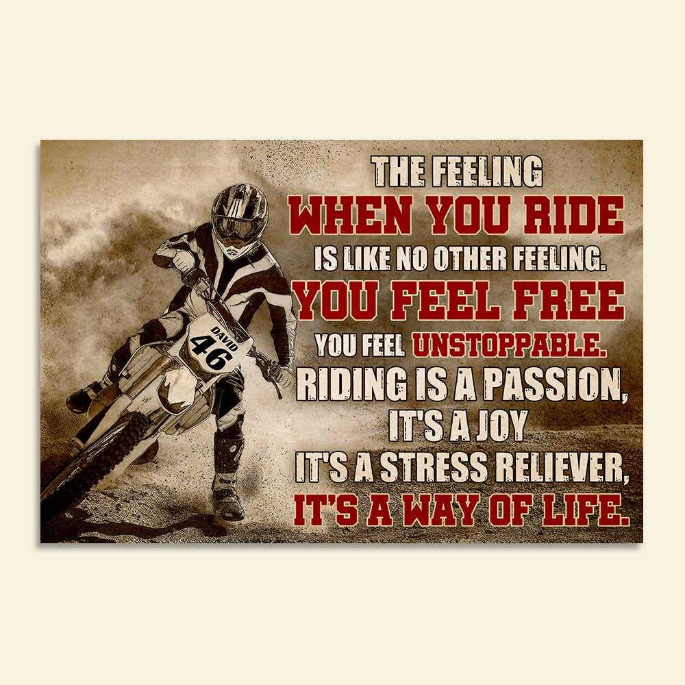 Vintage - Personalized Motocross Poster - The Feeling When You Ride - Poster & Canvas - GoDuckee