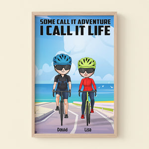 Personalized Cycling Couple Poster - Some Call It adventure I Call It Life - Beach View - Poster & Canvas - GoDuckee