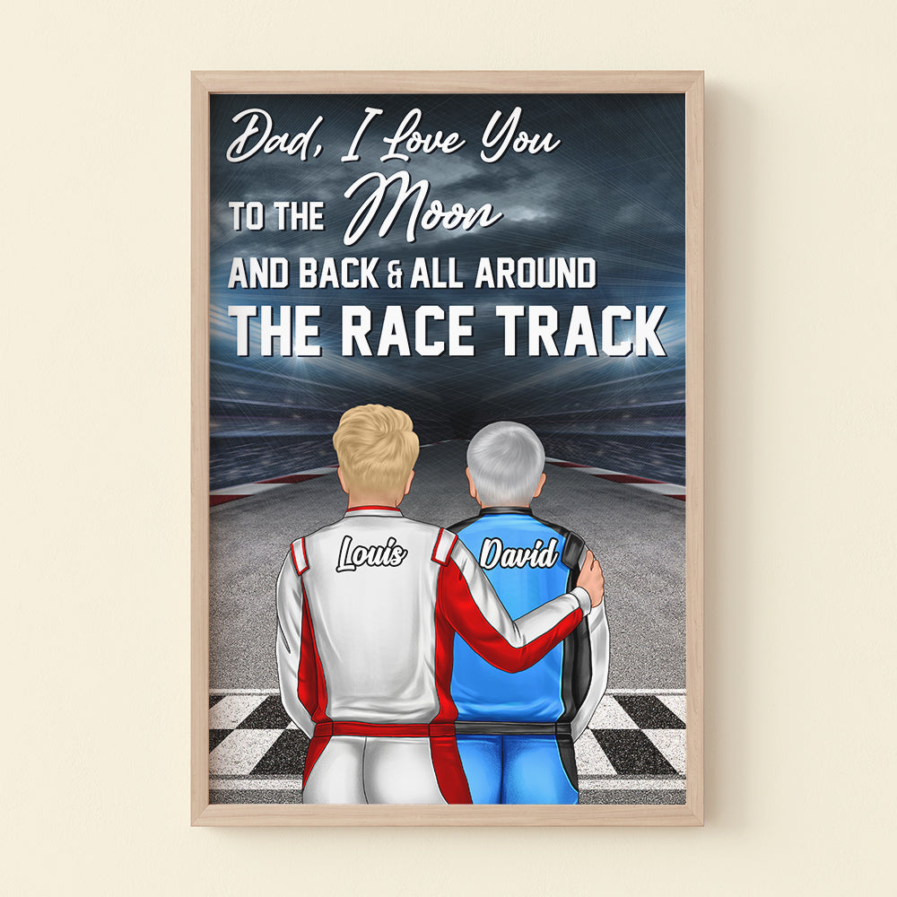 Personalized Dirt Track Racing Family Canvas Print - Dad I Love You To The Moon And Back - Gifts For Family Members - Poster & Canvas - GoDuckee