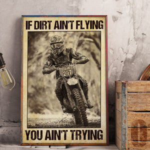 Vintage Motocross Poster - Custom Name, Number Rider - If Dirt Ain't Flying - Poster & Canvas - GoDuckee