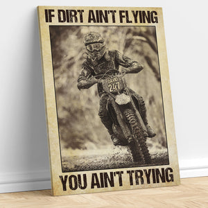 Vintage Motocross Poster - Custom Name, Number Rider - If Dirt Ain't Flying - Poster & Canvas - GoDuckee