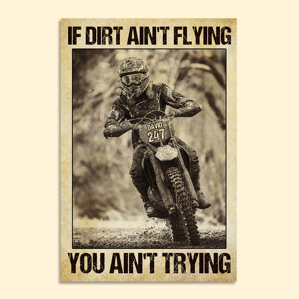 Vintage Motocross Poster - Custom Name, Number Rider - If Dirt Ain't Flying - Poster & Canvas - GoDuckee