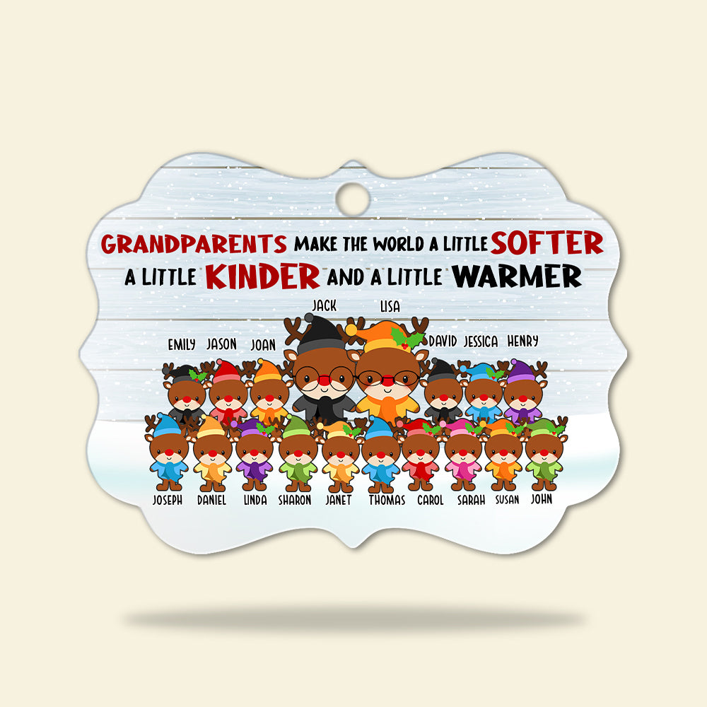 Grandparents Make The World A Little Softer - Personalized Ornament - Ornament - GoDuckee