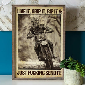 Vintage Motocross Poster - Custom Name, Number Rider - Live It Grip It Rip It - Poster & Canvas - GoDuckee