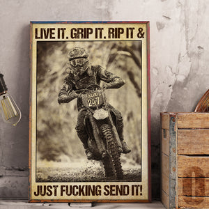 Vintage Motocross Poster - Custom Name, Number Rider - Live It Grip It Rip It - Poster & Canvas - GoDuckee