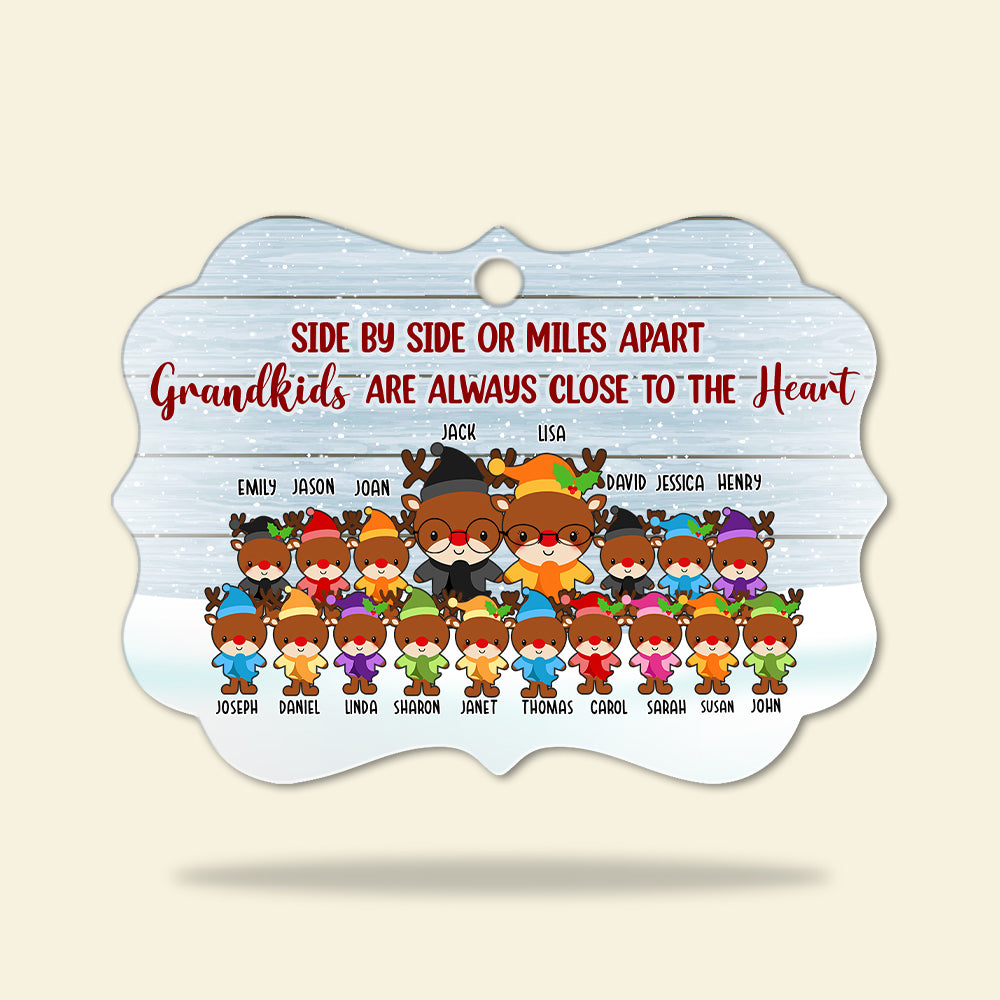 Grandparents Side By Side Of Miles Apart - Personalized Ornament - Ornament - GoDuckee