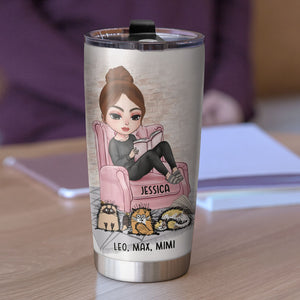 Personalized Reading Girl Tumbler Cup - Cat All I Need Is Books & Cats - Tumbler Cup - GoDuckee