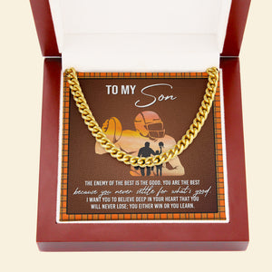 American Football To My Son - Personalized Cuban Link Chain - Jewelry - GoDuckee