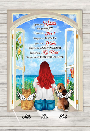 Pet Mom's Gift, Personalized Pet Memorial Canvas Print, Memorial Window, Gave You Shelter Gave Me Joy - Poster & Canvas - GoDuckee