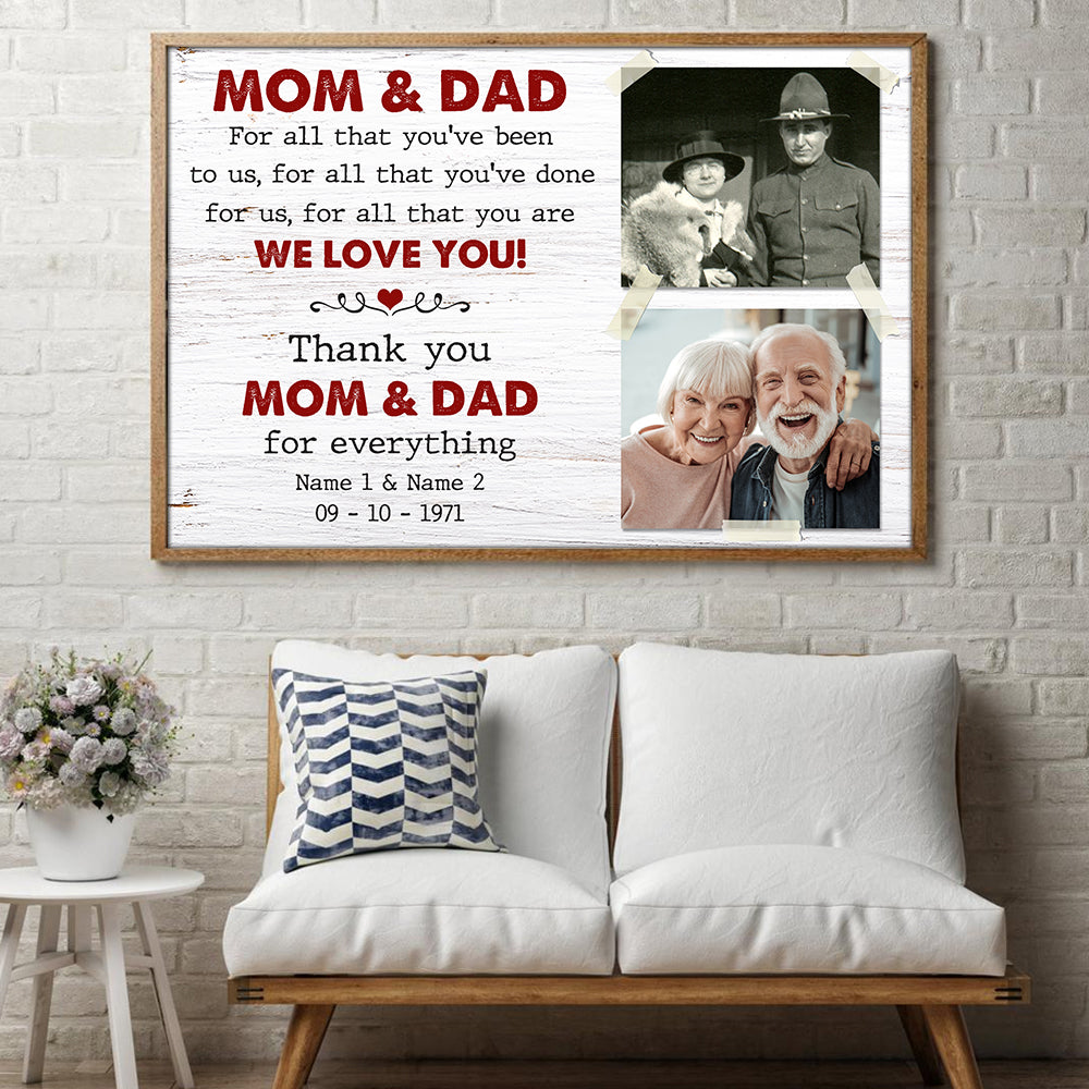 Custom Mother & Father Photo Poster - Mom and dad for all that you're been to us Custom Photo Poster - Poster & Canvas - GoDuckee
