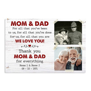 Custom Mother & Father Photo Poster - Mom and dad for all that you're been to us Custom Photo Poster - Poster & Canvas - GoDuckee