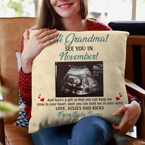 Custom Pregnant Photo Pillow - Hi Grandma - Pillow - GoDuckee