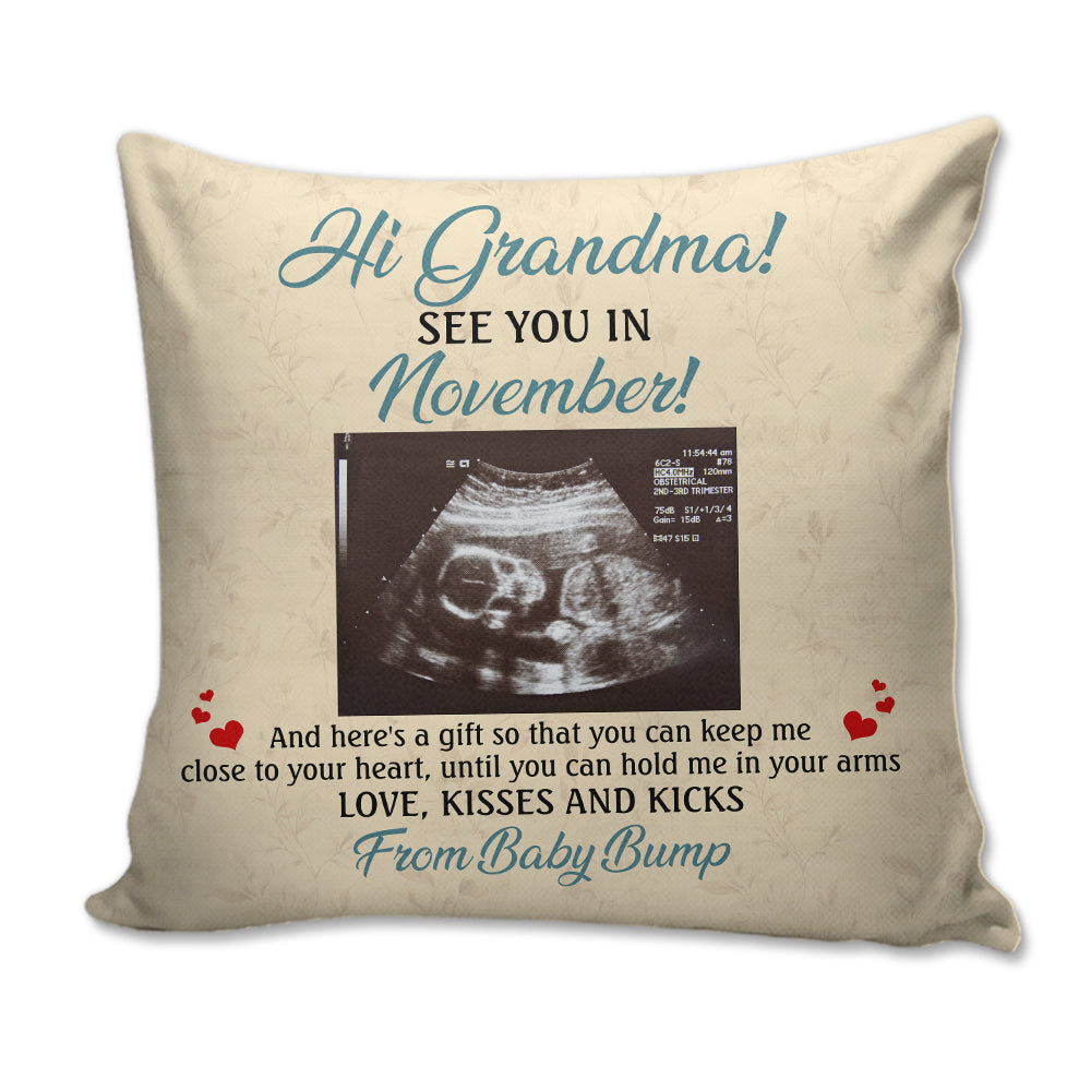 Custom Pregnant Photo Pillow - Hi Grandma - Pillow - GoDuckee