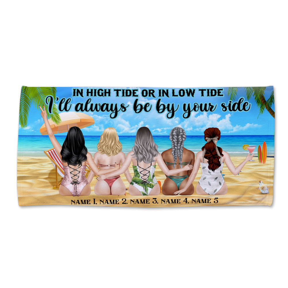 Always By Your Side - Personalized Friends Beach Towel - Gifts For Best Friends, Salty Sister, Bikini Besties - Beach Towel - GoDuckee