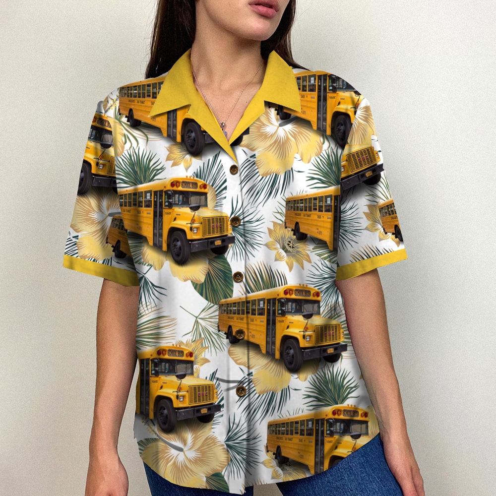 School Bus Drive Duck Hawaiian Shirt - Bus & Duck Pattern - GoDuckee