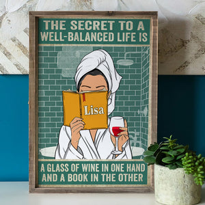 Personalized Spa Girl Reading Poster - The Secret To A Well Balanced Life Drink And Book - Poster & Canvas - GoDuckee