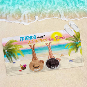 Don't Let Friends Be Pale - Personalized Beach Towel - Gifts For Best Friends, Salty Sister, Besties - Beach Towel - GoDuckee