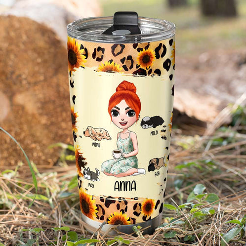 Personalized Dog Mom Tumbler Cup Girl With Dog My Babies Are My Everything - Tumbler Cup - GoDuckee