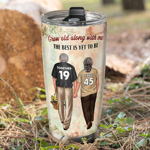 Personalized Old Couple Tumbler - Grow Old Along With Me The Best Is Yet To Be - Tumbler Cup - GoDuckee