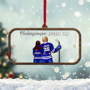 I'll Always Be Your Biggest Fan Personalized Hockey Couple Ornament, Christmas Tree Decor - Ornament - GoDuckee
