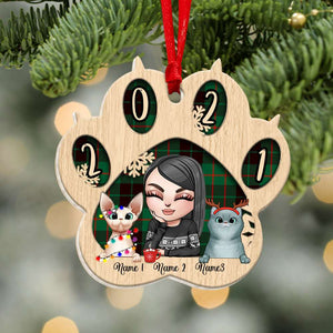 Cat With Girl - Personalized Christmas Ornament - Gift for Cat Lovers - Ornament - GoDuckee