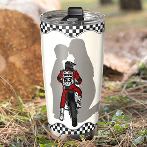 Behind Every Motocross Rider Is A Mom Who Believed In Him First, Personalized Tumbler - Tumbler Cup - GoDuckee