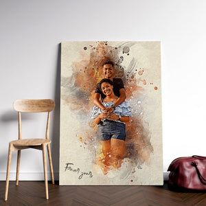 Custom Human Image Wall Art, Love Family, Human Painting 02 (Watercolor Action) - Poster & Canvas - GoDuckee