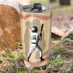 Behind Every Baseball Player Is A Mom Who Believed In Him First, Personalized Tumbler, Gift For Baseball Family - Tumbler Cup - GoDuckee