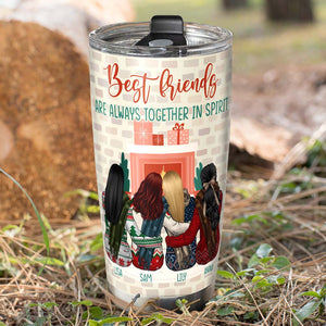 Best Friends Are Always Together In Spirit, Besties Autumn Winter Personalized Tumbler - Tumbler Cup - GoDuckee