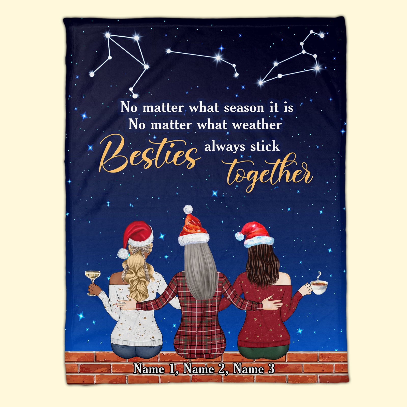 Personalized Christmas Zodiac Sister Blanket - No Matter What Season It Is Besties Always Stick Together - Blanket - GoDuckee