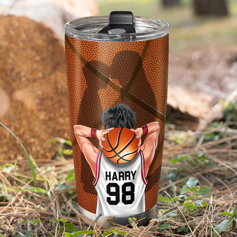 Behind Every Basketball Player Is A Mom Who Believed In Him First, Personalized Tumbler - Tumbler Cup - GoDuckee